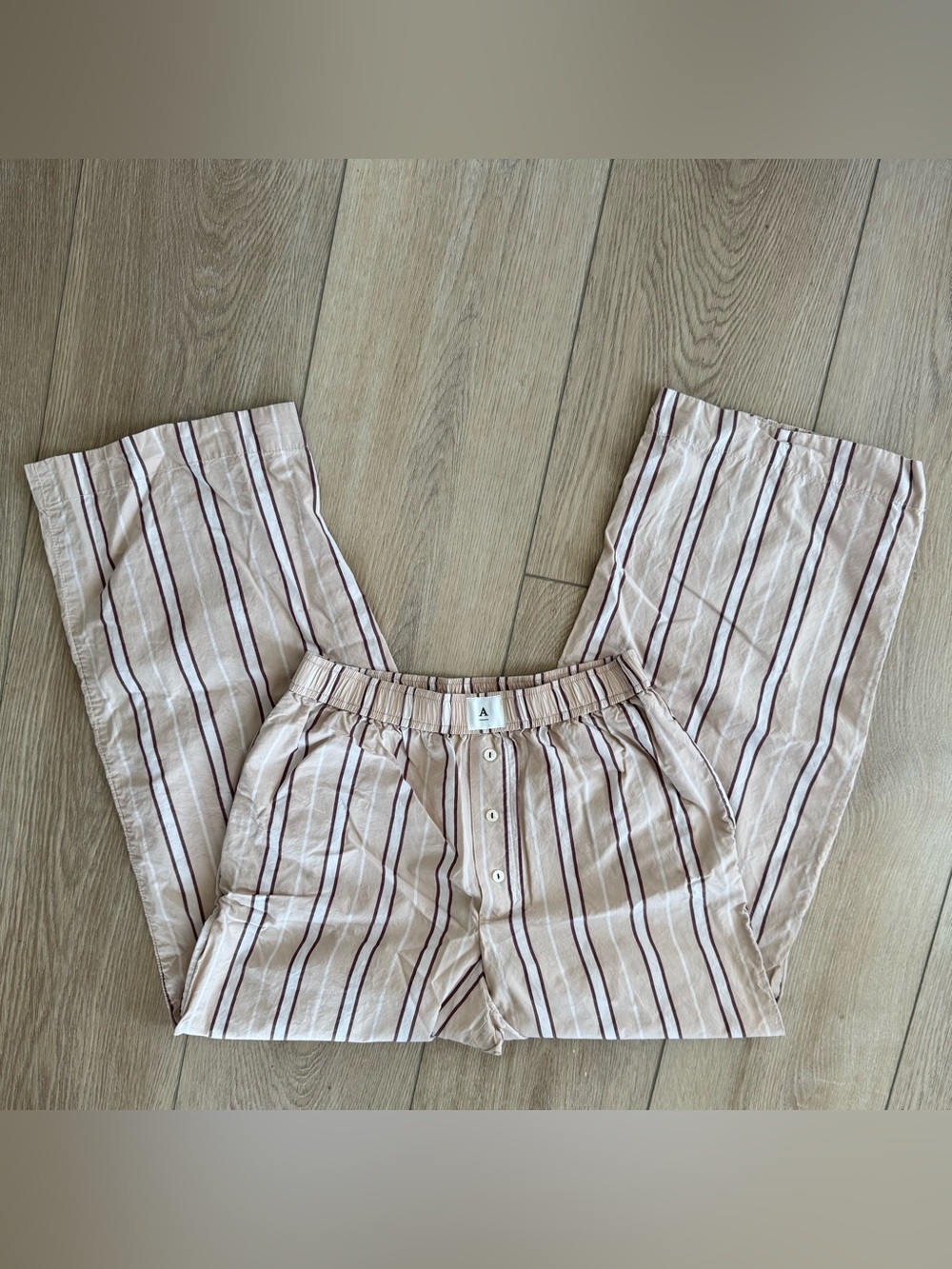 Anthropologie Striped The Wren Boxer Trouser Beige Cotton Lounge Pants